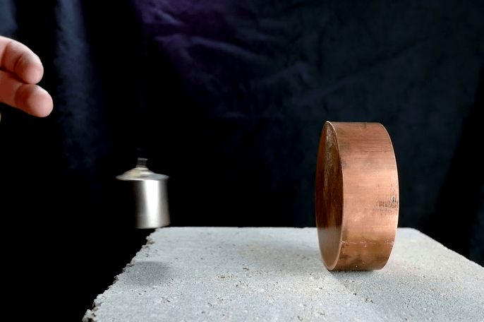 Reason for magnet to attract to copper when copper is not magnetic